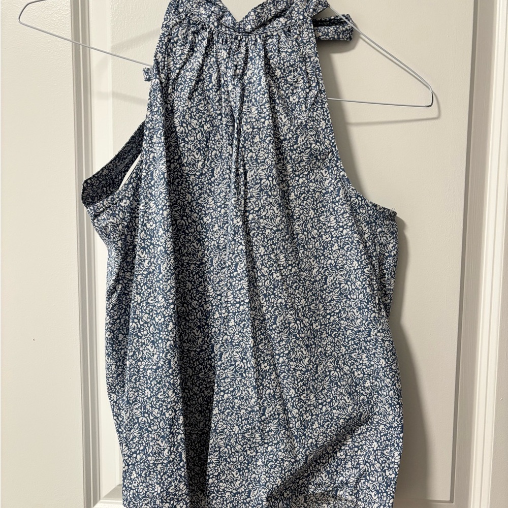 J. Crew Blue Floral Pattern Top